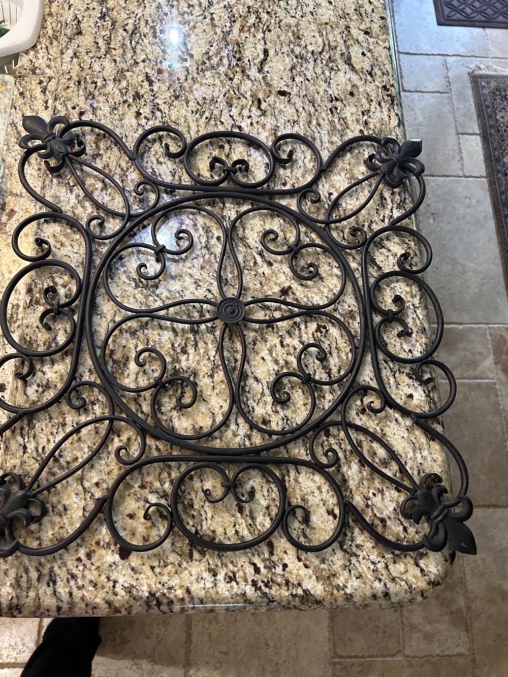 Hand Crafted Black Wrought Iron Wall Scroll Accent - Picture 7 of 9